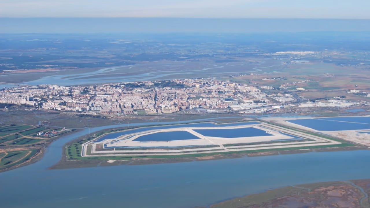Sky view of the phosphogypsum area in Huelva city.